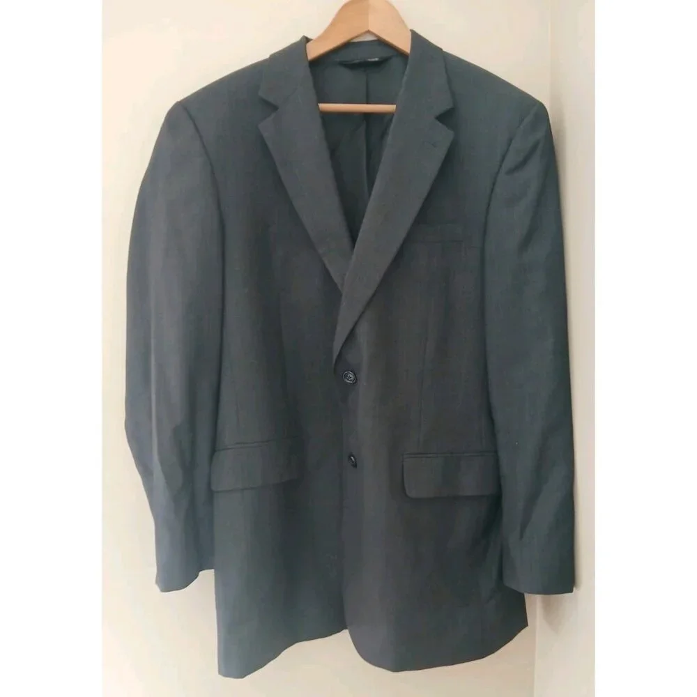 Jos. A. Bank 100% Wool Sport Coat Blazer Size 42L Gray Academia Work